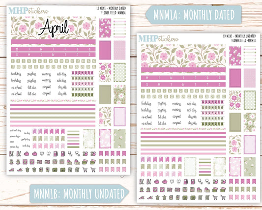APRIL 2025 Stickers for Small Horizontal & Vertical Laurel Denise Planners. (Formerly Mini Planner) "Flower Field" || MNFF