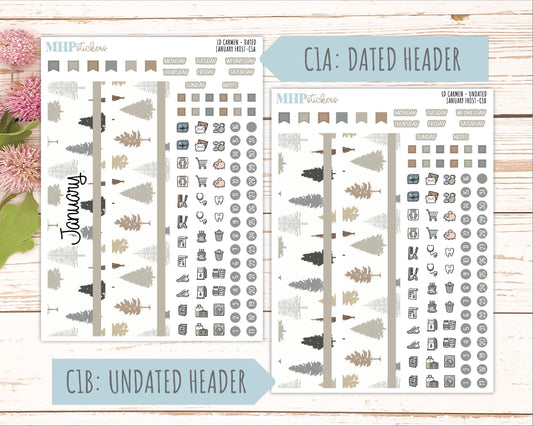 JANUARY 2026 Stickers for The Carmen Laurel Denise Planner (Simply Month Planner). "January Frost" || C