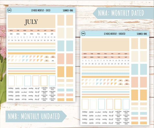 JULY Neutral Color Stickers for small Laurel Denise Planners || NJUL