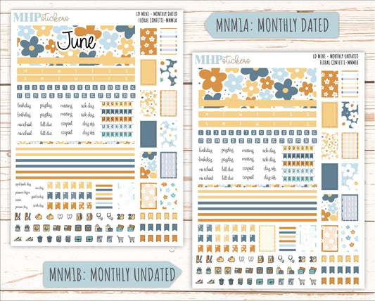 JUNE 2025 Stickers for Small Horizontal & Vertical Laurel Denise Planners. (Formerly Mini Planner) "Floral Confetti" || MNFC