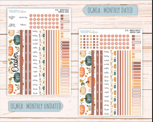 OCTOBER 2025 Stickers for Large size Horizontal & Vertical Laurel Denise Planners. (Formerly Original Size) "Pumpkins" || OG