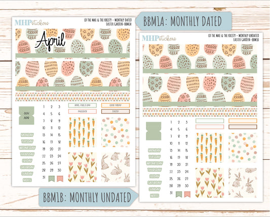 APRIL 2026 Stickers for the Mae & Kristy Laurel Denise Planners (Book Bound Planner) "Easter Garden" || BB