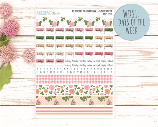 MAY Weekly Dashboard Kit for 7x9 Erin Condren Planners. 2026 Collection "Roses" || ECWDS