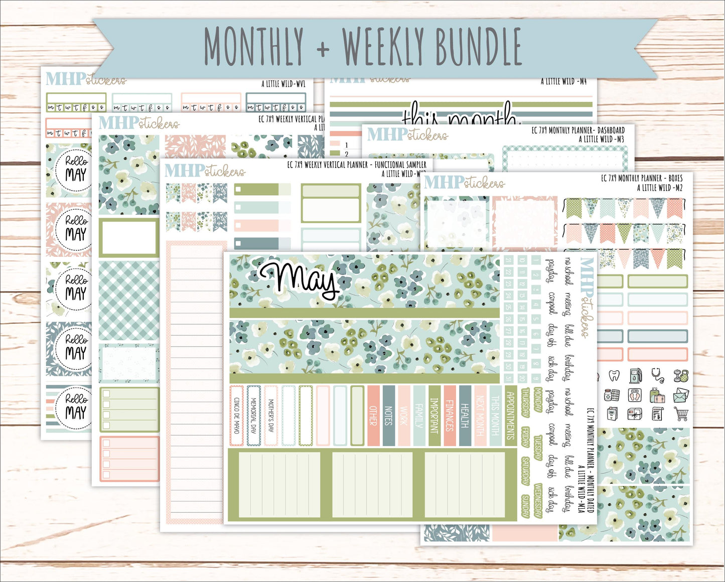 MAY Weekly Vertical Kits for 7x9 Erin Condren Planners. 2026 Collection "A Little Wild" || ECWV