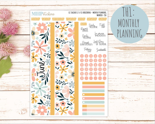 JUNE Stickers for EC Teacher Lesson Planner - Horizontal Layout. 2026 Collection "Wander" || ECTH