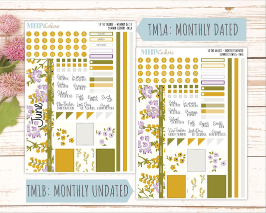 JUNE Stickers for The Valerie Laurel Denise Planner "Summer Flowers" || TC