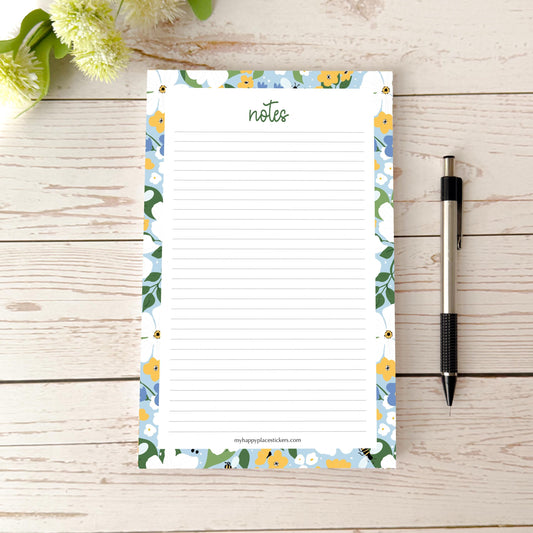 Lined Tear-Off Notepads. Personalized Notepad. "Bee's Knees Flowers"