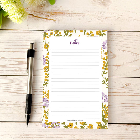 Lined Tear-Off Notepads. Personalized Notepad. "Summer Flowers" || NP