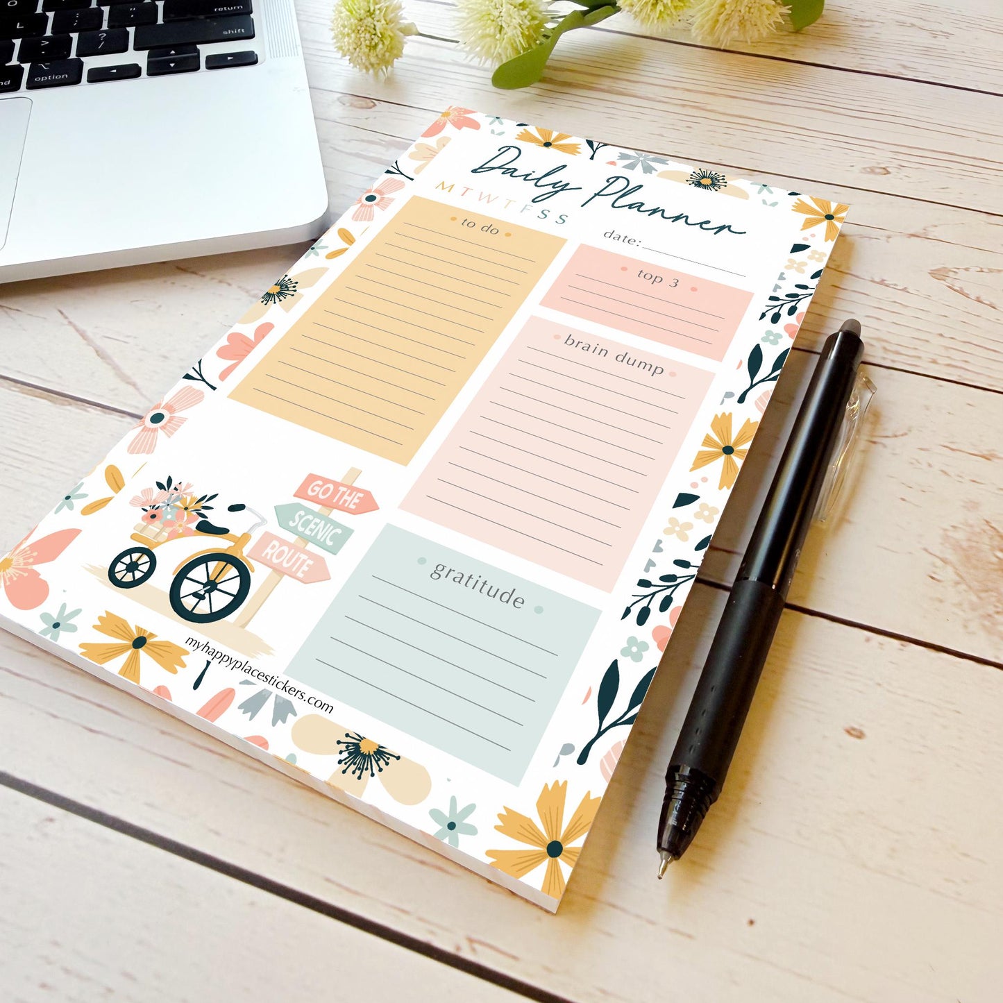 Daily Planner Tear-Off Notepads. Personalized Notepad. "Wander" || NPD