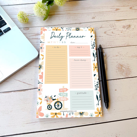 Daily Planner Tear-Off Notepads. Personalized Notepad. "Wander" || NPD