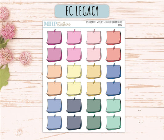 Pinned Notes Doodle Planner Stickers. EC Color Way || B334