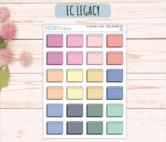 Notebook Page Doodle Planner Stickers. EC Color Way || B331