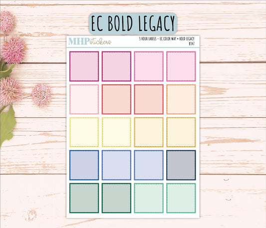 3 Hour Labels for EC Planners. EC Color Way || B347
