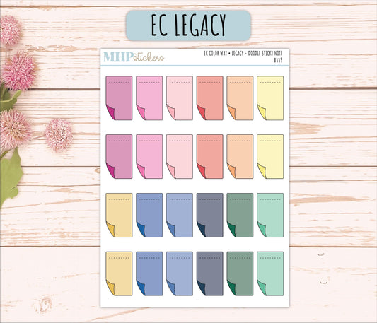 Sticky Note Doodle Planner Stickers. EC Color Way || B339