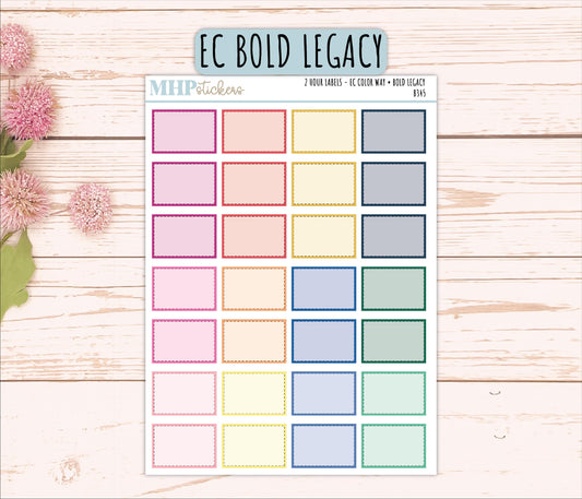 2 Hour Labels for EC Planners. EC Color Way || B345