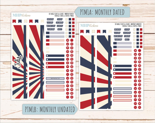 JULY 2026 Stickers for the Large Scout & Large Claire Laurel Denise Planners "Vintage Stars and Stripes" || PT