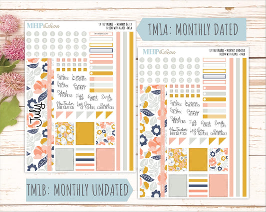 JULY Stickers for The Valerie Laurel Denise Planner "Bloom with Grace" || TC