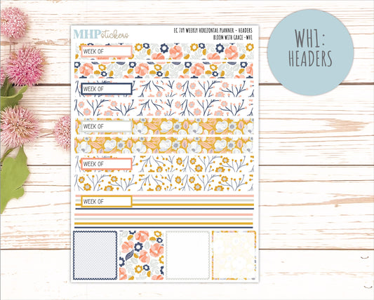 JULY Weekly Horizontal Planning Kit for 7x9 Erin Condren Planners. 2026 Collection "Blomom with Grace" || ECWH