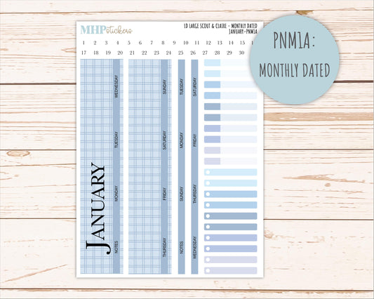JANUARY Neutral Color Stickers for the Large Scout & Claire Laurel Denise Planners || PTN26