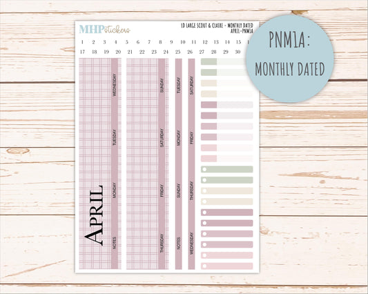 APRIL Neutral Color Stickers for the Large Scout & Claire Laurel Denise Planners || PTN26