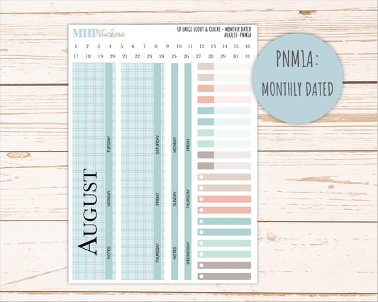 AUGUST Neutral Color Stickers for the Large Scout & Claire Laurel Denise Planners || PTN26