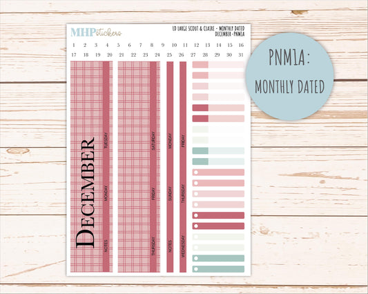 DECEMBER Neutral Color Stickers for the Large Scout & Claire Laurel Denise Planners || PTN26