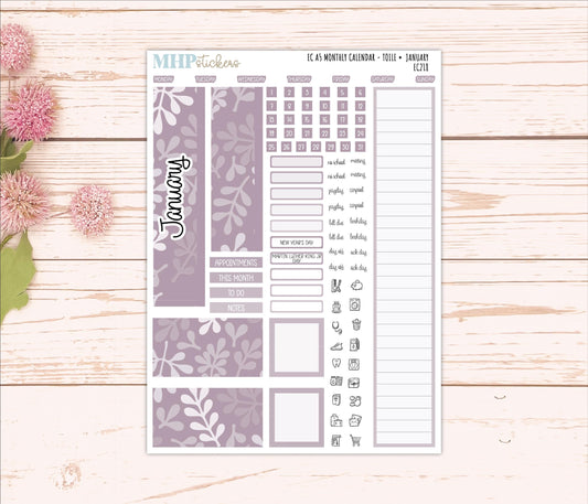Monthly Headers for A5 Erin Condren Planners. TOILE Color Way || EC218