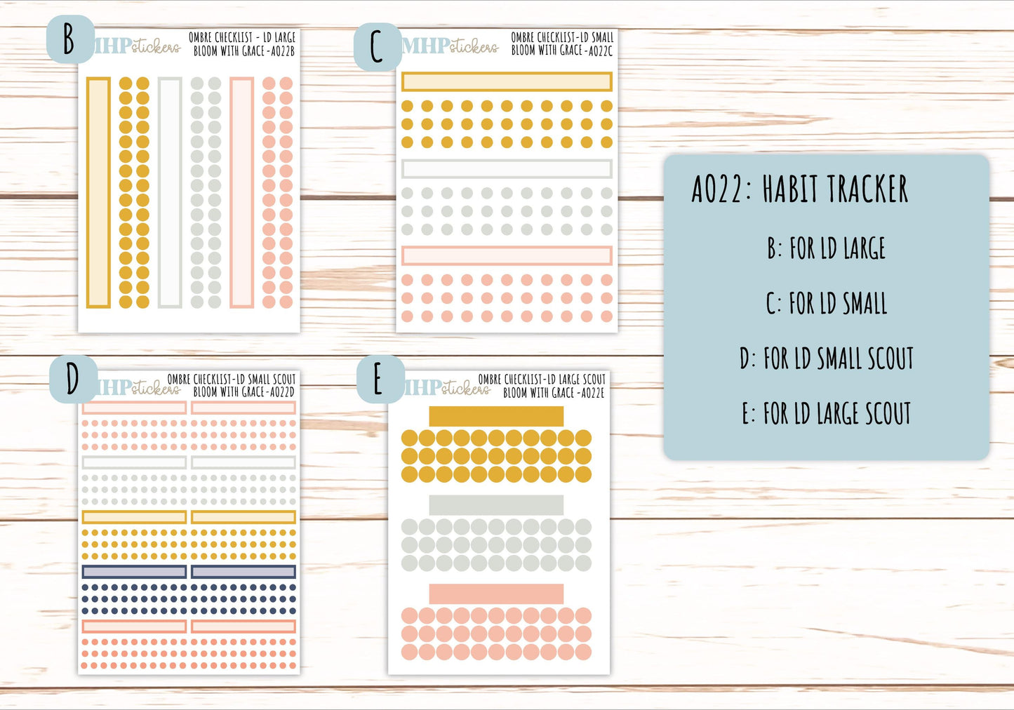 Basic Labels & Habit Trackers. ADD-Ons for Monthly Kits "Bloom with Grace" || AOBL