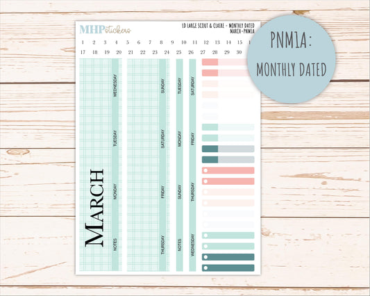 MARCH Neutral Color Stickers for the Large Scout & Claire Laurel Denise Planners || PTN26