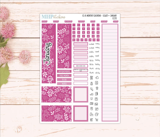 Monthly Headers for A5 Erin Condren Planners. LEGACY Color Way || EC218