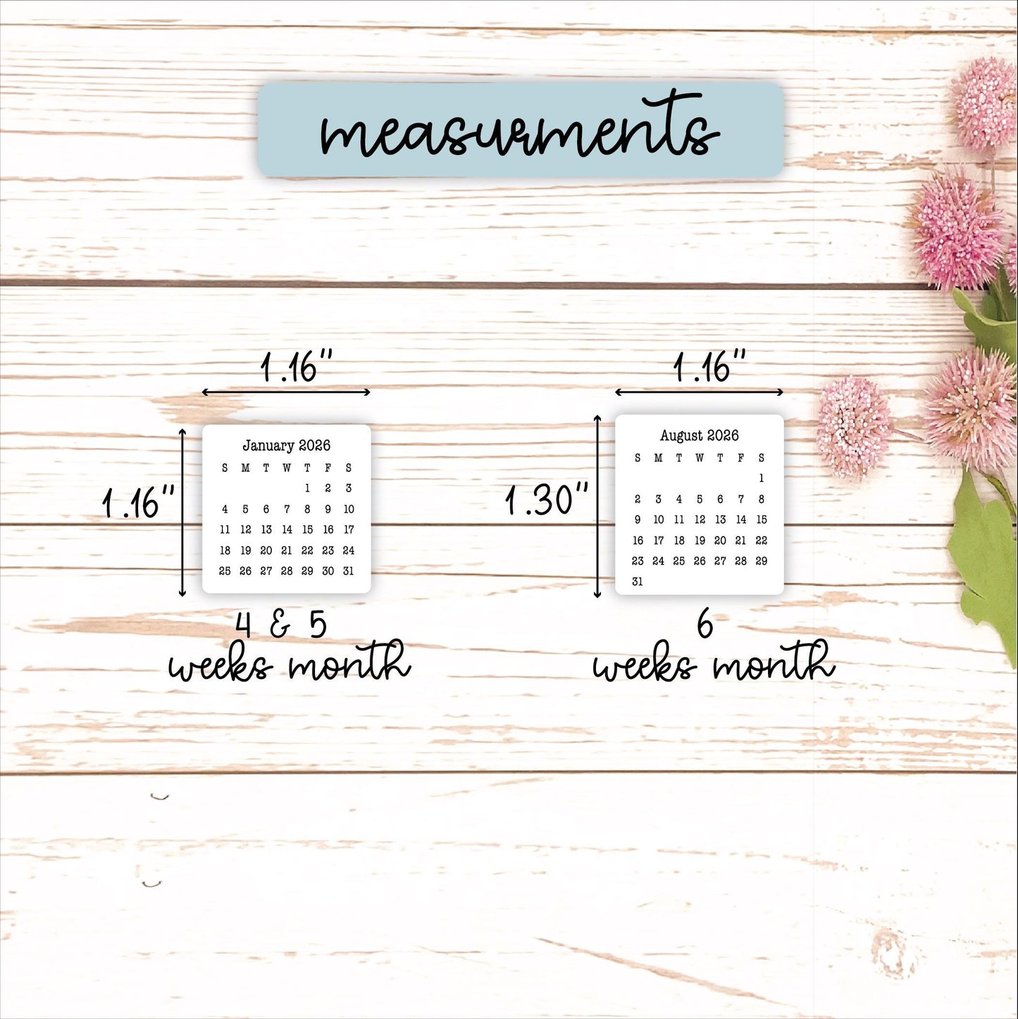 Mini 2026-2027 Calendar Stickers for Planners and Bullet Journals || H668