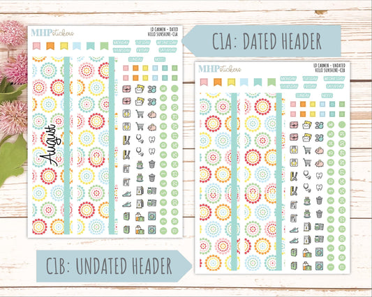 AUGUST 2026 Stickers for The Carmen Laurel Denise Planner "Hello Sunshine || C