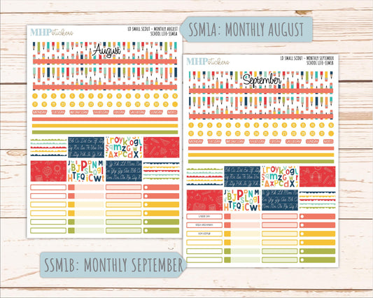 AUGUST & SEPTEMBER 2026 Stickers for the Small Scout Planner. For Laurel Denise Planners. "School Life" ||SS