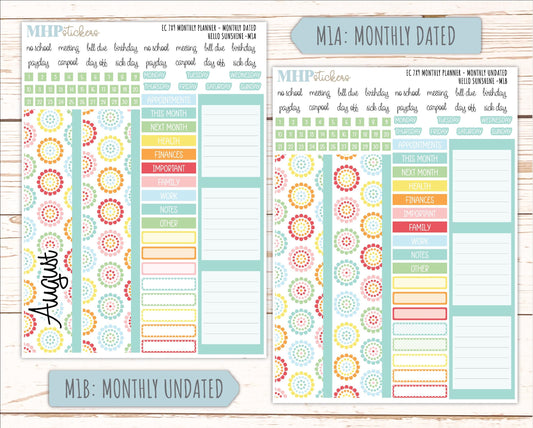 AUGUST Monthly Kit for 7x9 Erin Condren Planners. 2026 Collection "Hello Sunshine" || ECM