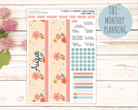 AUGUST Stickers for EC Teacher Lesson Planner - Horizontal Layout. 2026 Collection "Groovy Summer" || ECTH