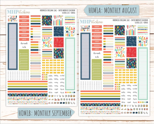 AUGUST & SEPTEMBER 2026 Stickers for Hobonichi Techo Original. A6 Planners "School Life" || HO