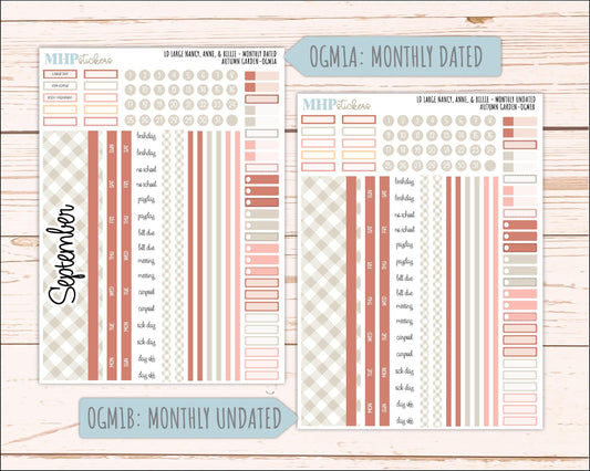 SEPTEMBER 2026 Stickers for Large Nancy, Anne, & Billie Planners. Laurel Denise Planners. "Autumn Garden" || OG