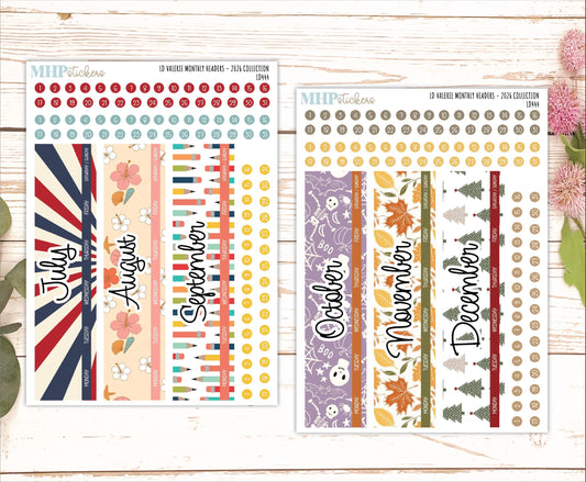 2026 Monthly Headers Set for The Valerie Laurel Denise Planners || LD444