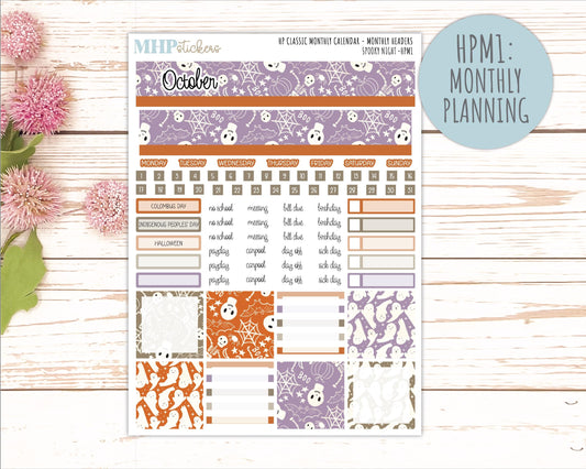 OCTOBER Stickers for Happy Planner Classic Dashboard Layout. 2026 Collection. "Spooky Night" || HPD