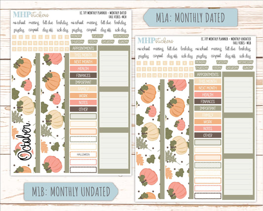 OCTOBER Monthly Kit for 7x9 Erin Condren Planners. 2026 Collection "Fall Vibes" || ECM