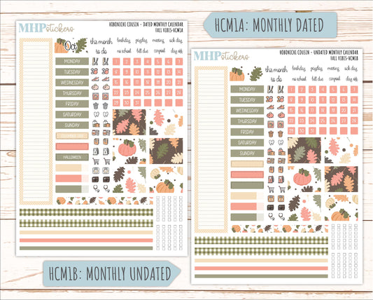 OCTOBER 2026 Stickers for Hobonichi Cousin. A5 Planners "Fall Vibes" || HC