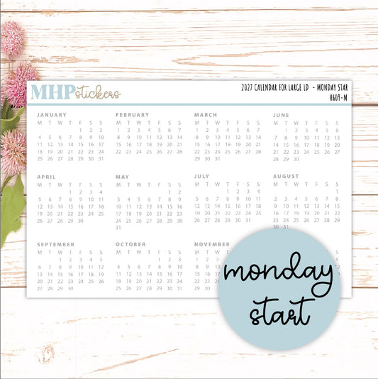 2027 Calendar Stickers for Large Laurel Denise Planners || H609