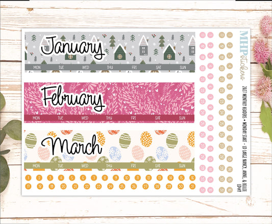 2027 Monthly Headers Set for Laurel Denise, Happy Planner, and Erin Condren Planners || MHS27