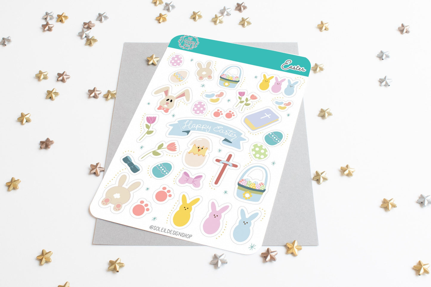 Easter Sticker Sheet. Easter Egg and Bully Stickers for Bullet Journals, Planners, and Scrapbooking || HO905