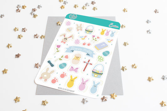 Easter Sticker Sheet. Easter Egg and Bully Stickers for Bullet Journals, Planners, and Scrapbooking || HO905