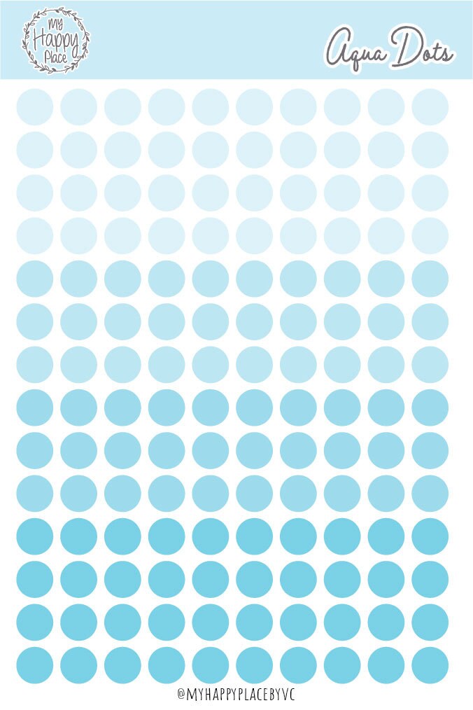 Aqua Dots Planner Stickers for Bullet Journals, Planners and College Planner Sticker || H511-AQA