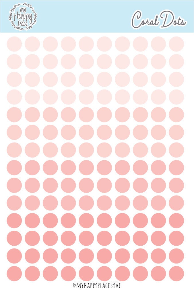 Coral Dots Planner Stickers for Bullet Journals, Planners and College Planner Sticker || H511-CRL
