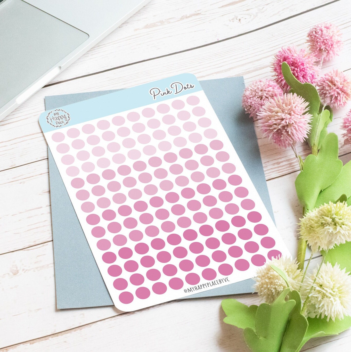 Pink Dots Planner Stickers for Bullet Journals, Planners and College Planner Sticker || H511-PNK
