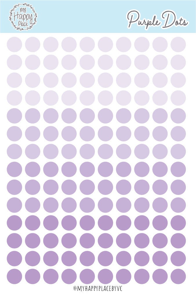 Purple Dots Planner Stickers for Bullet Journals, Planners and College Planner Sticker || H511-PUR