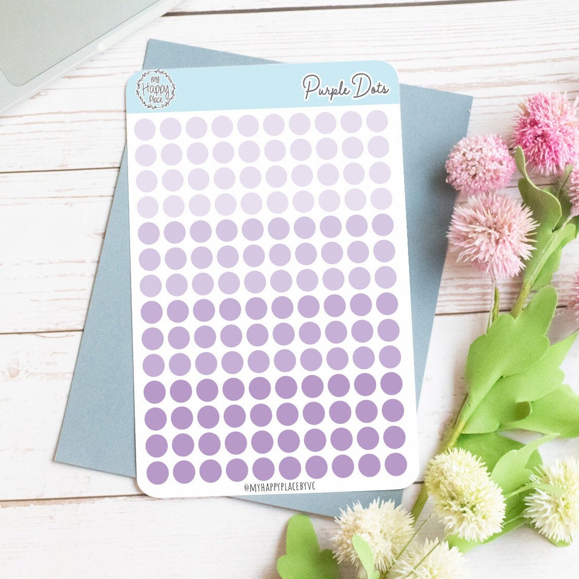 Purple Dots Planner Stickers for Bullet Journals, Planners and College Planner Sticker || H511-PUR